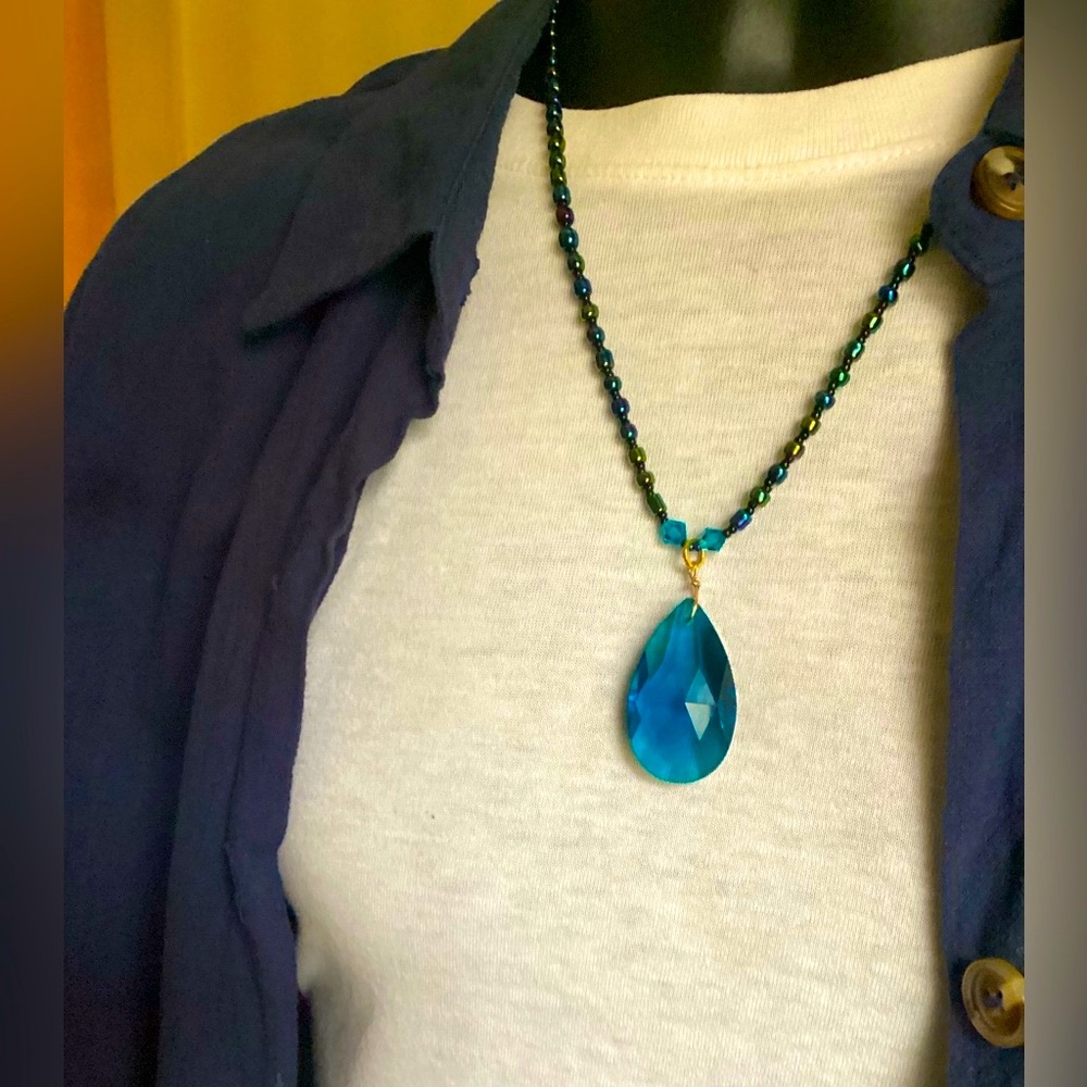 Men’s Crystal Teardrop Necklace💧
